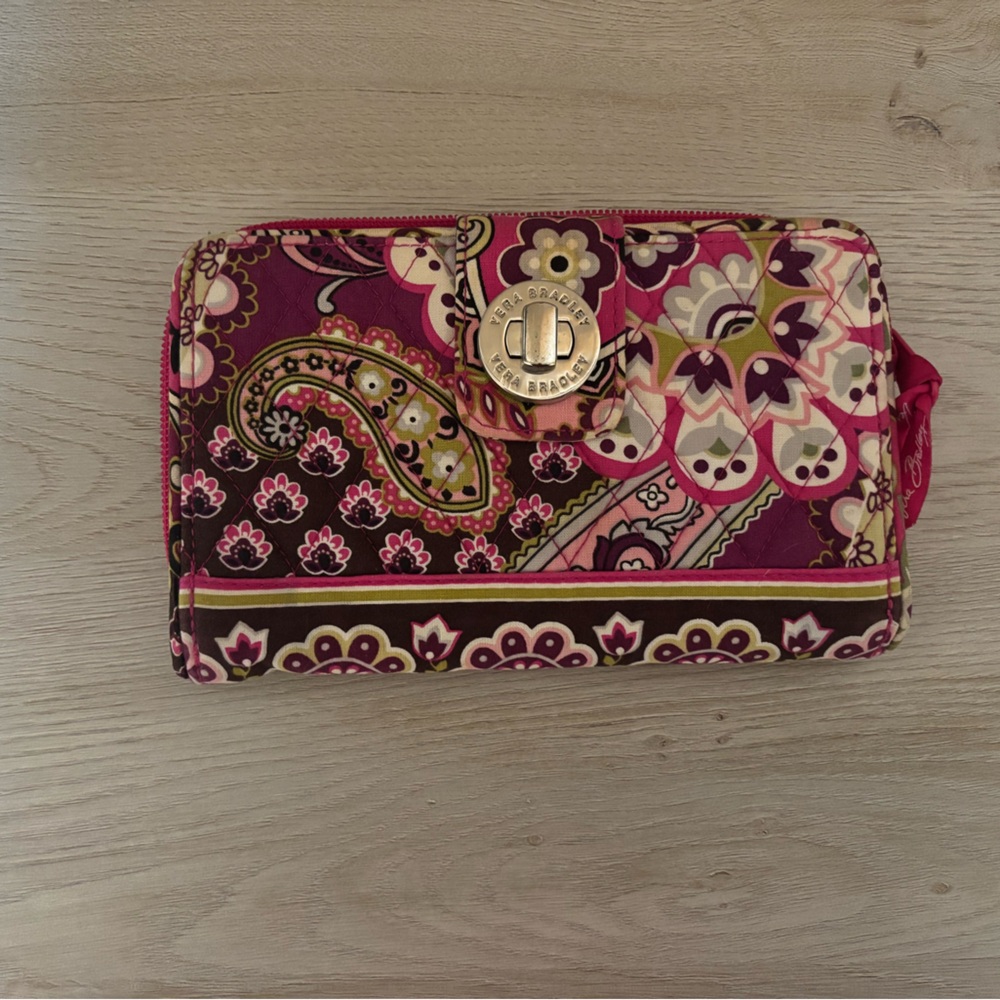 Vera Bradley Paisley Clutch in Pink and Purple